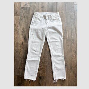 Paige Skyline Skinny Crop Jeans White Size 25 Raw Hem Stretch Denim Casual
